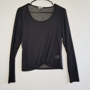Charlotte Russe Black Sheer Long Sleeve Blouse Women's Size Large